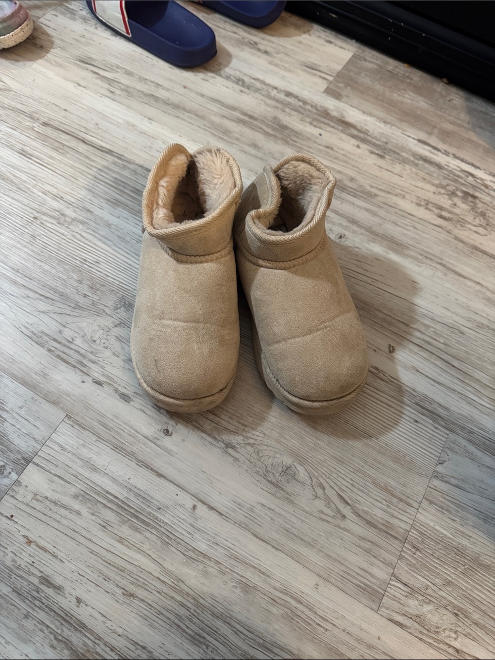 Kids Tan Cozy Slip-On Winter Boots